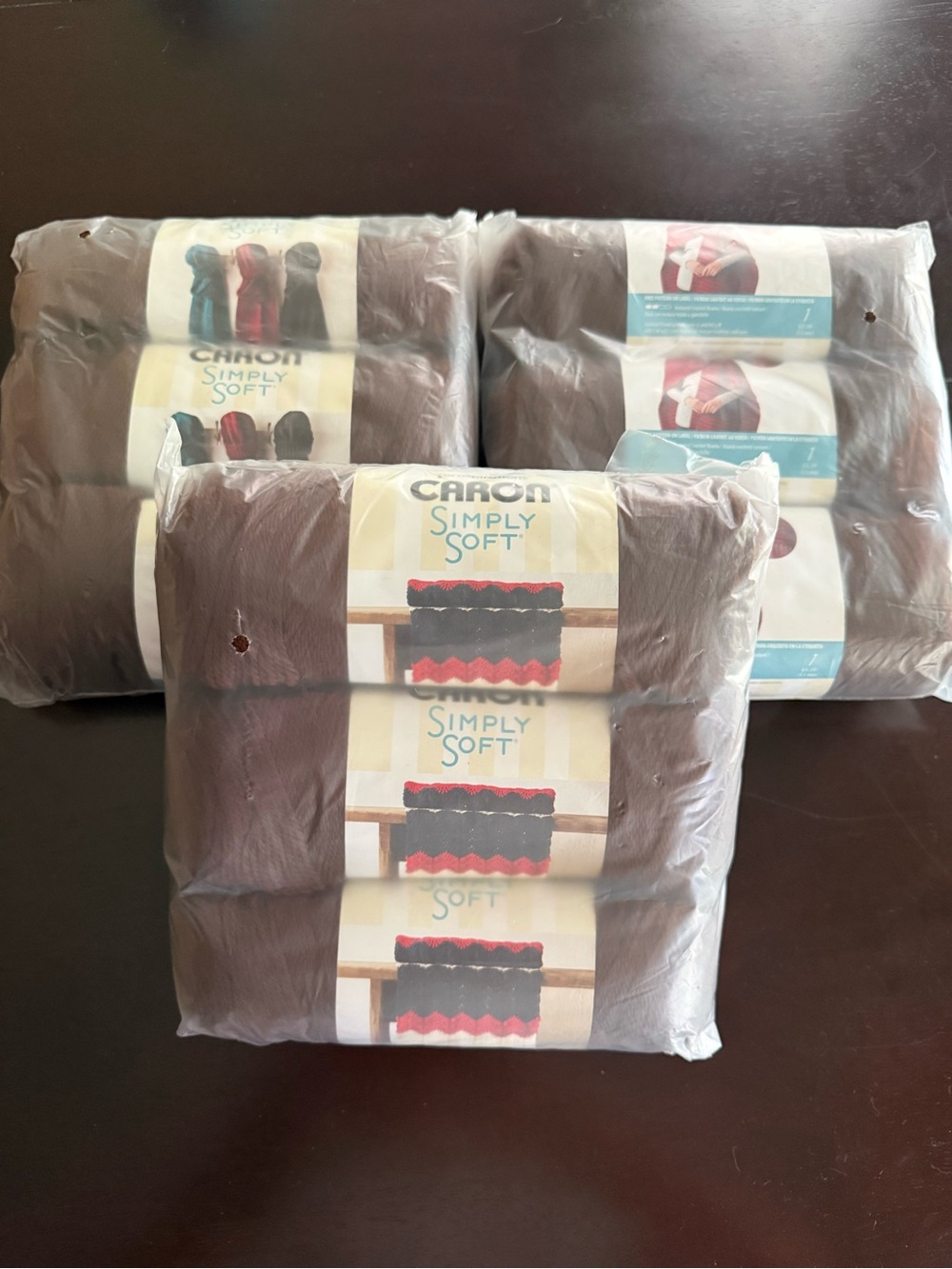 Caron Simply Soft Acrylic Yarn - Dark Brown (3 Packs)